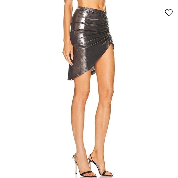 Norma Kamali Side Drape Mini Skirt in gun metal - Picture 4 of 13